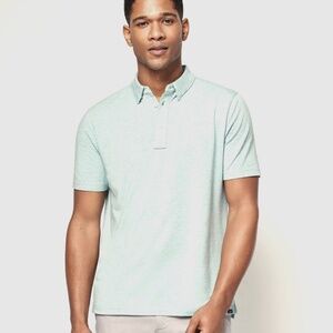 Faherty Men's Movement Short-Sleeve Polo in Teal Melange